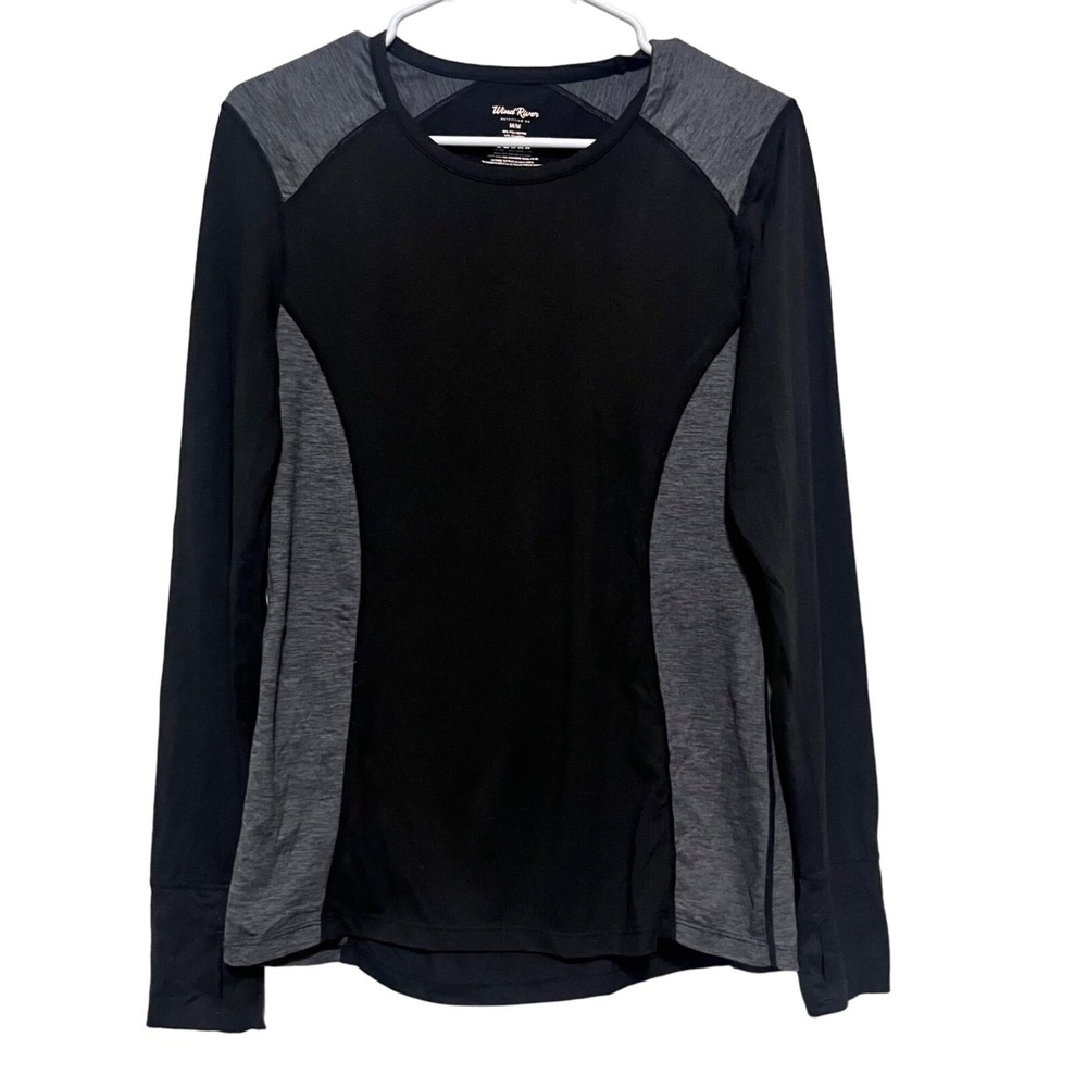Wind River Long Sleeve Shirt Womens Black Grey Colorblock Thumbhole Top Size M